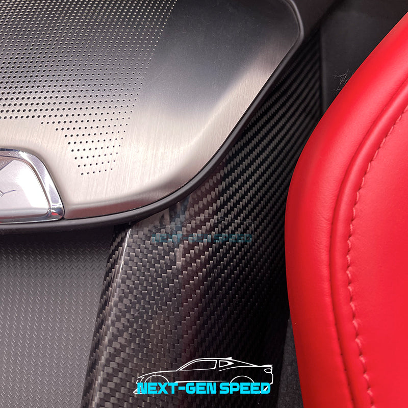 C8 Corvette Carbon Fiber Rear Waterfall Compartment Cover | Black / Red Carbon Fiber