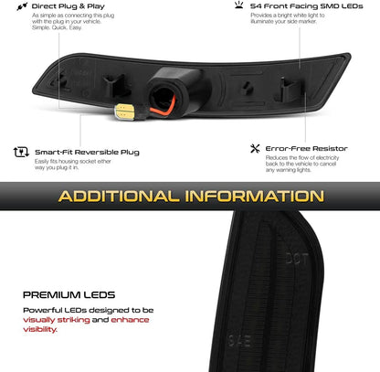 2016 - 24 Camaro Smoked Dual White LED Side Markers