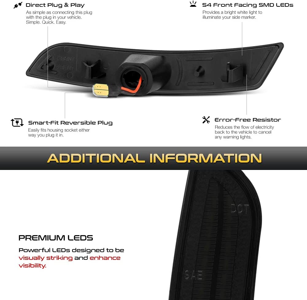 2016 - 24 Camaro Smoked Dual Red LED Side Markers