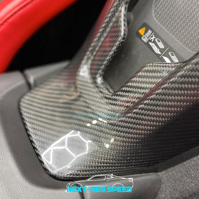 C8 Corvette Carbon Fiber Rear Waterfall Compartment Cover | Black / Red Carbon Fiber