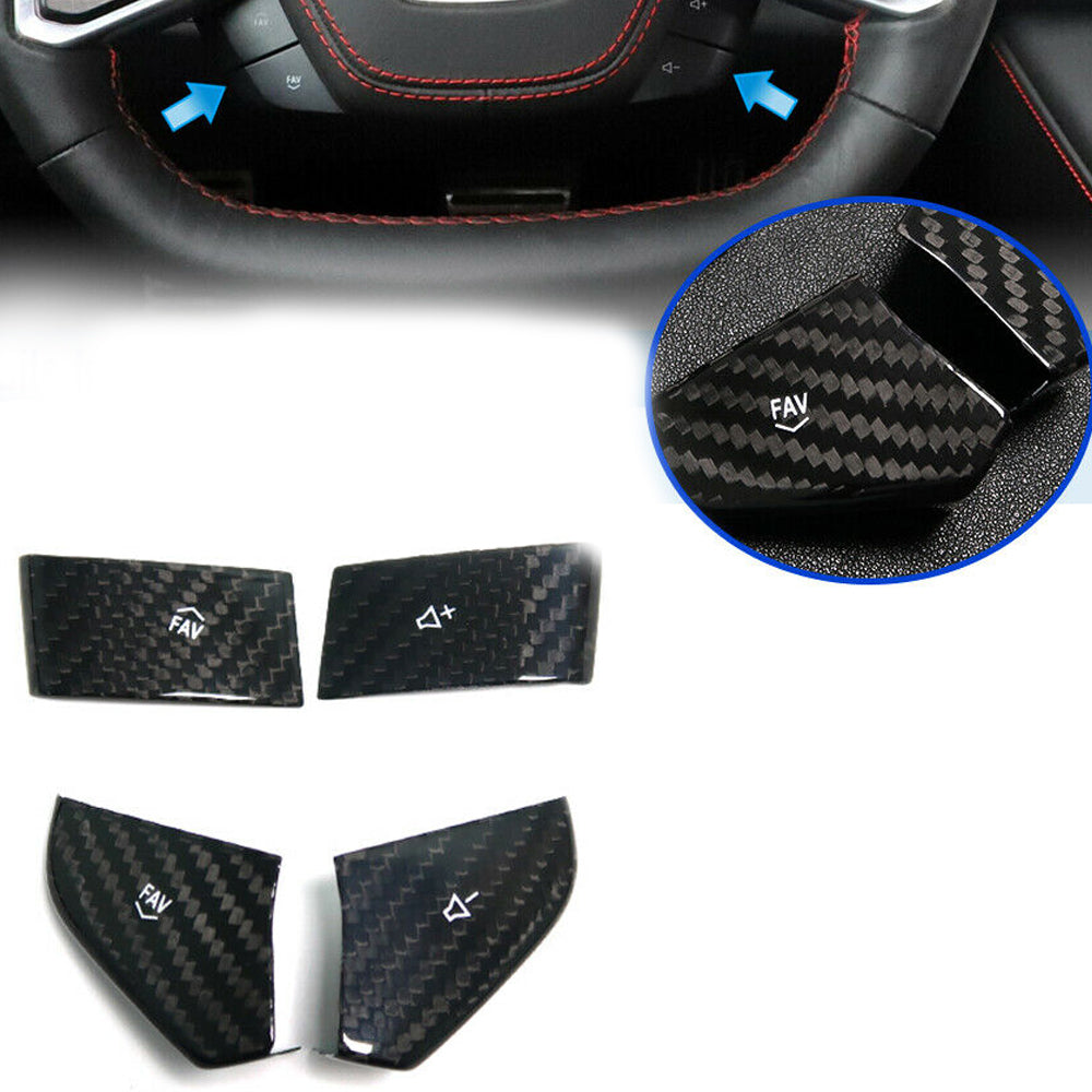C8 Corvette Carbon Fiber Steering Wheel Button Covers (Black/Red/White/Blue) | Next-Gen Carbon
