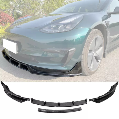 2017 - 23 Model 3 Gloss Black Front Bumper Lip Splitter 4PC