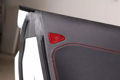 C8 Corvette Carbon Fiber Door Mic Speaker Covers | Black / Red