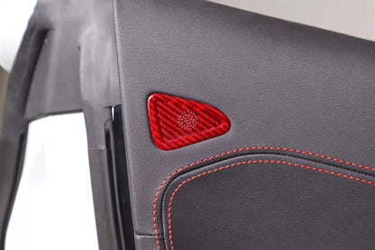 C8 Corvette Carbon Fiber Door Mic Speaker Covers | Black / Red