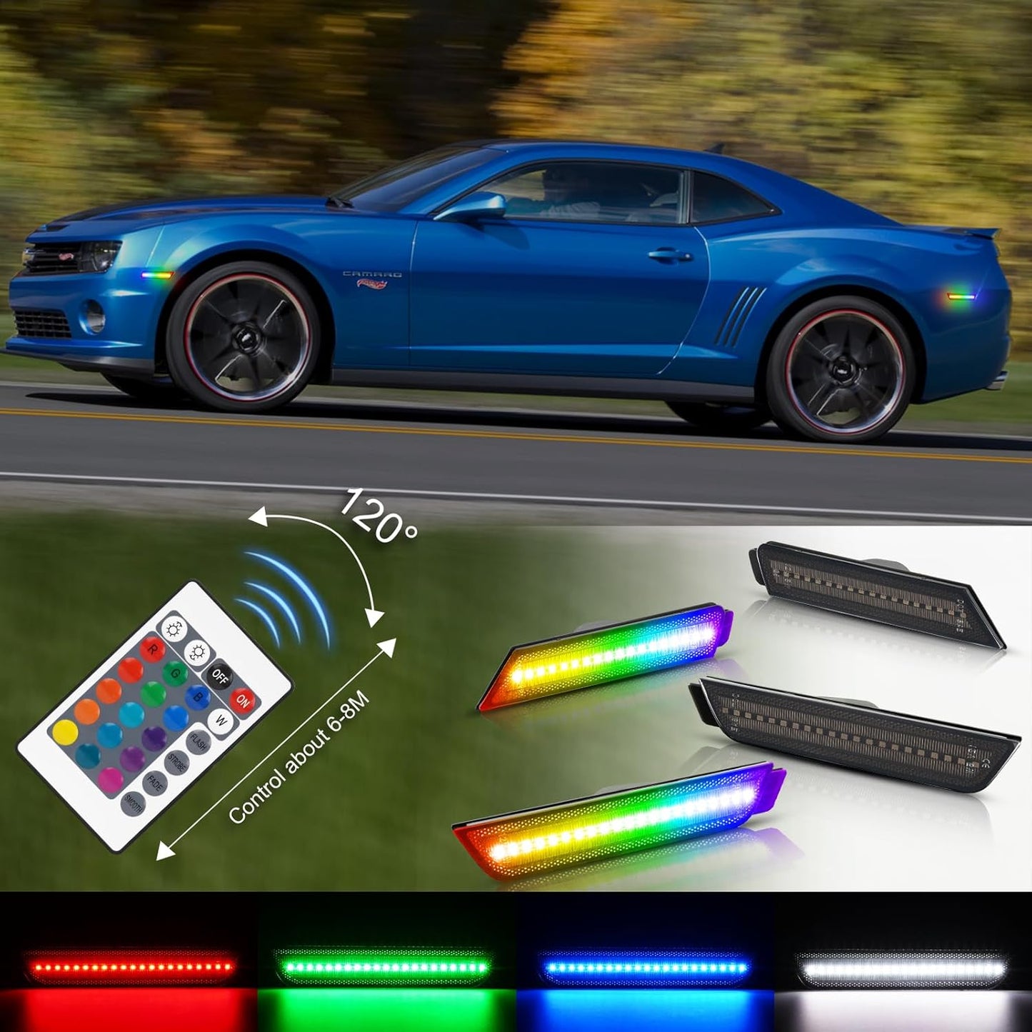 2010-15 Camaro Smoked RGB LED Side Markers image 5