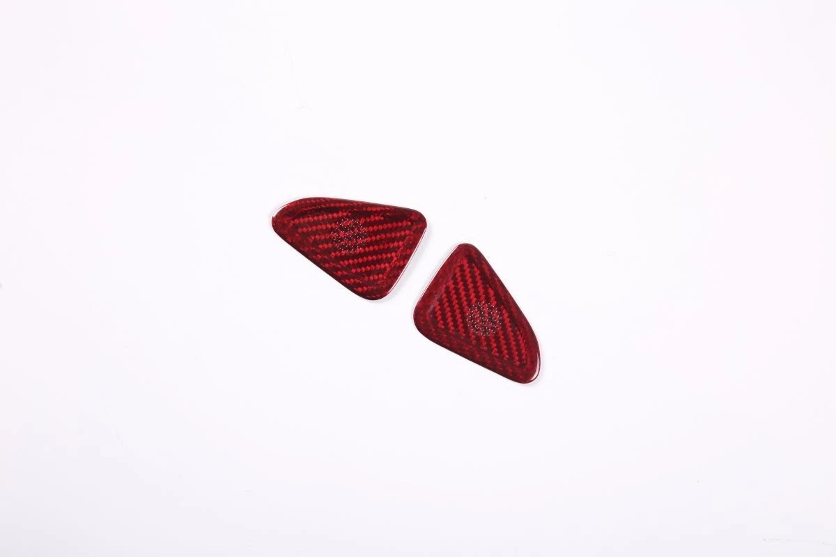 C8 Corvette Carbon Fiber Door Mic Speaker Covers | Black / Red