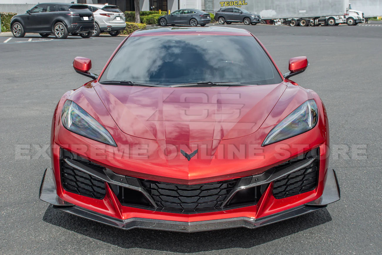 C8 Corvette Z06 Z07 Package Carbon Fiber / Carbon Flash Front Splitter &amp; Canards