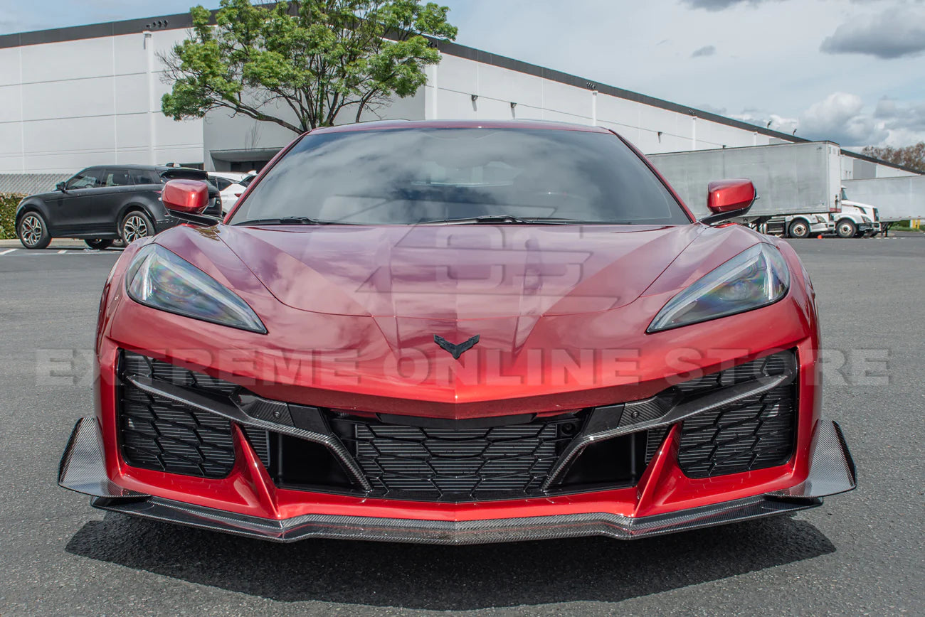 C8 Corvette Z06 Z07 Package Carbon Fiber / Carbon Flash Front Splitter &amp; Canards
