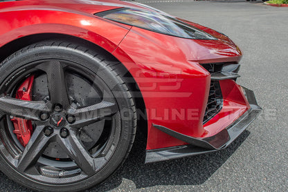 C8 Corvette Z06 Z07 Package Carbon Fiber / Carbon Flash Front Splitter &amp; Canards