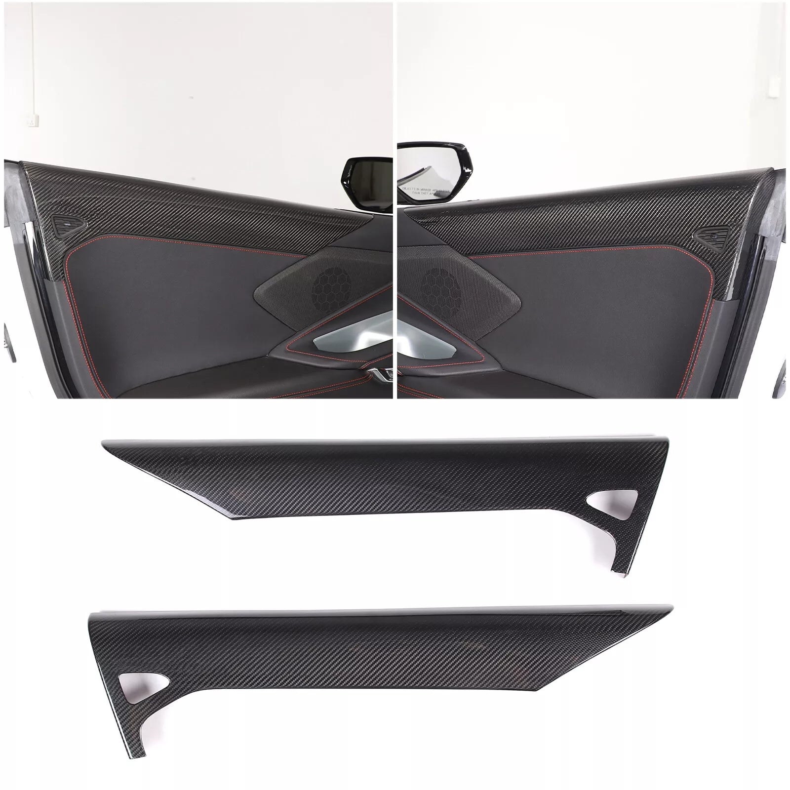 C8 Corvette Carbon Fiber Interior Inner Door Upper Covers | Next-Gen Carbon