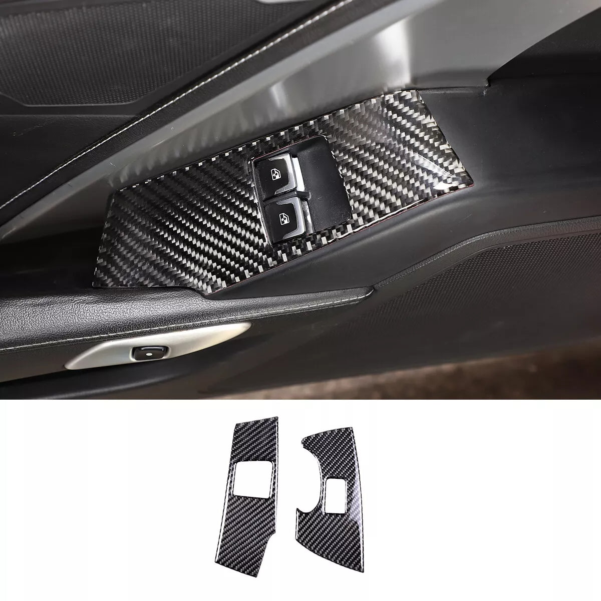 2014 - 19 C7 Corvette Carbon Fiber Window Switch Trim Covers | Next-Gen Carbon