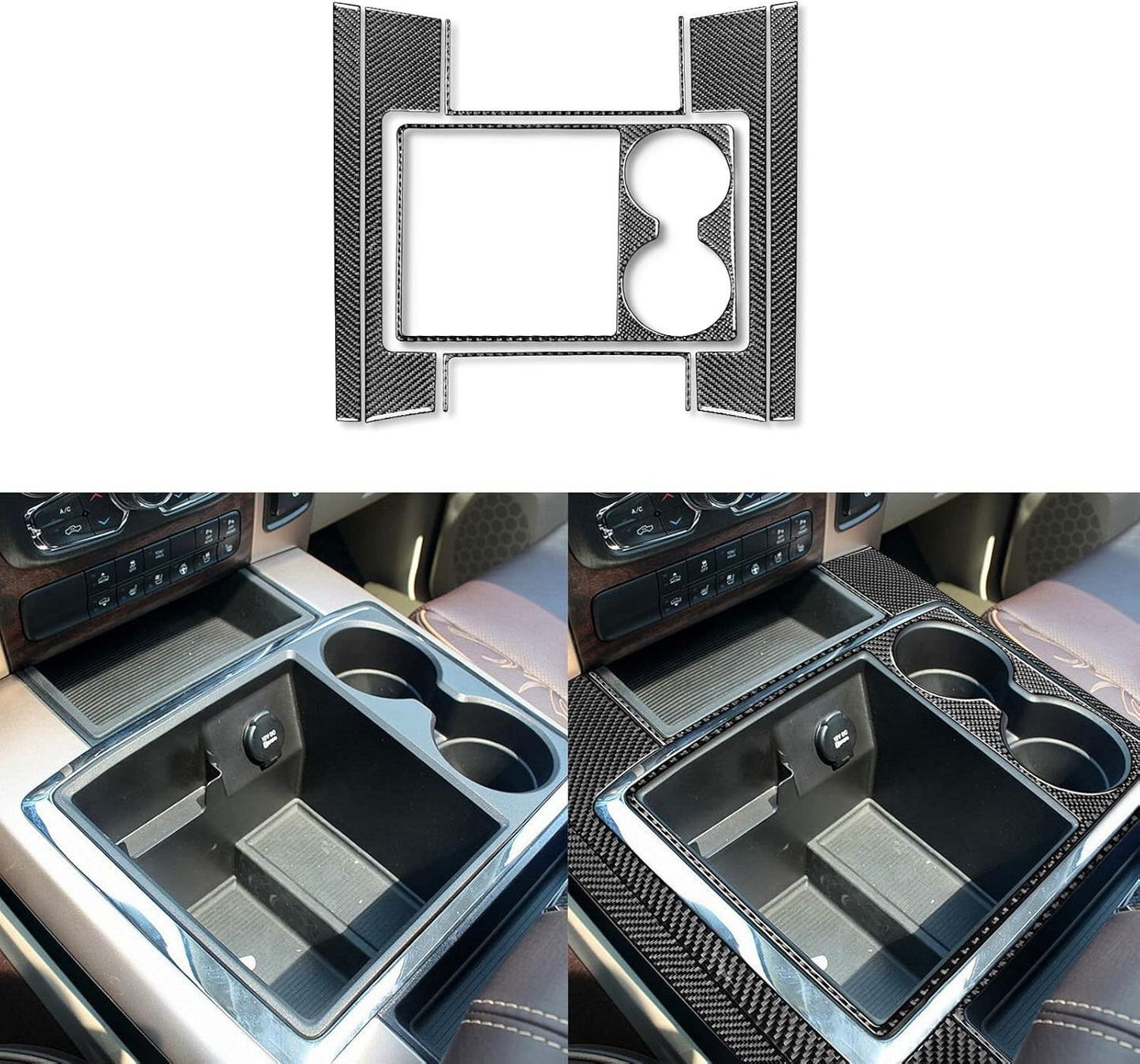 2016 - 18 Dodge Ram Carbon Fiber Center Console Overlay Kit | Next-Gen Carbon