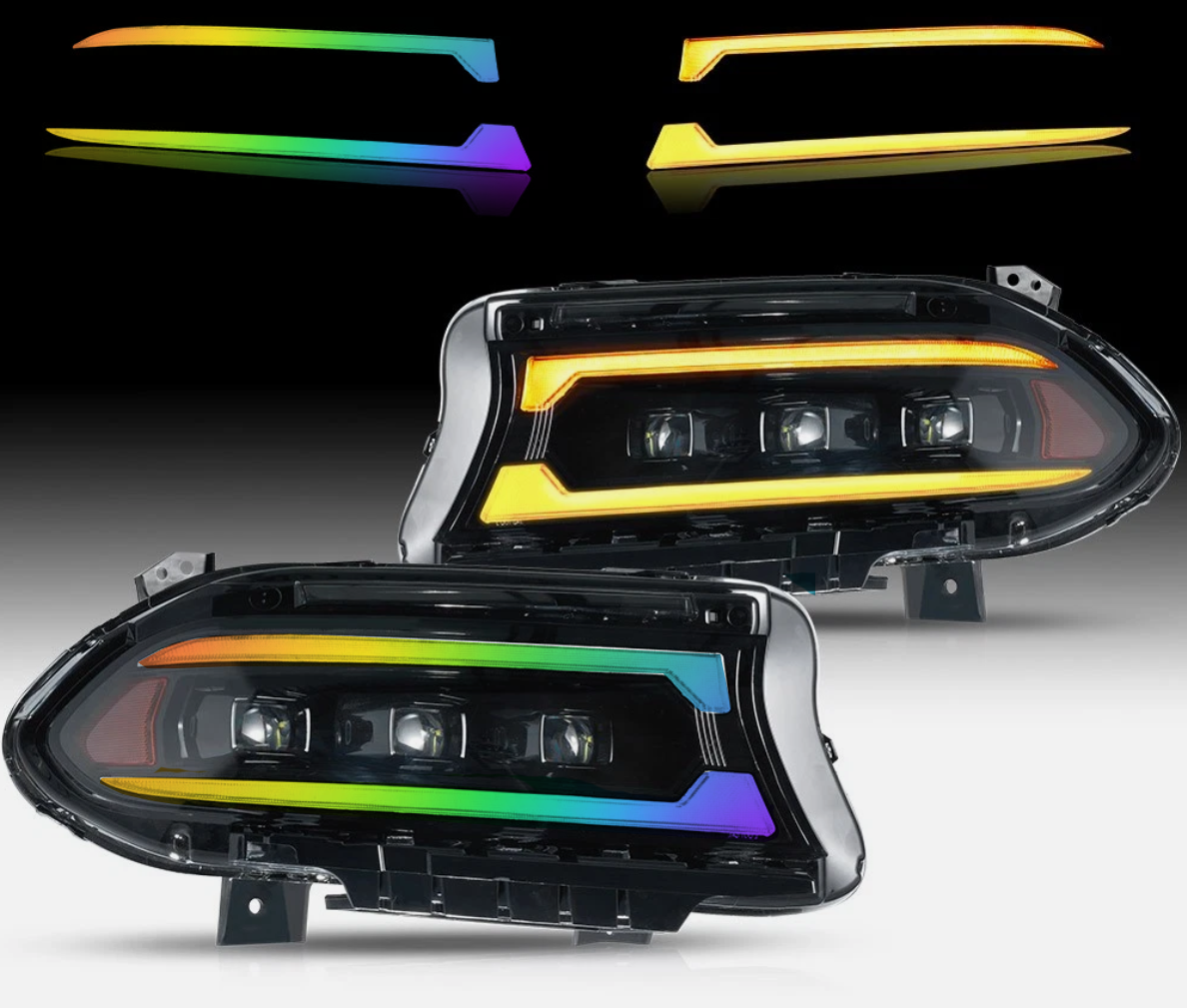 2015 - 24 Dodge Charger RGB Flow Triple Beam DRL Headlights image 1