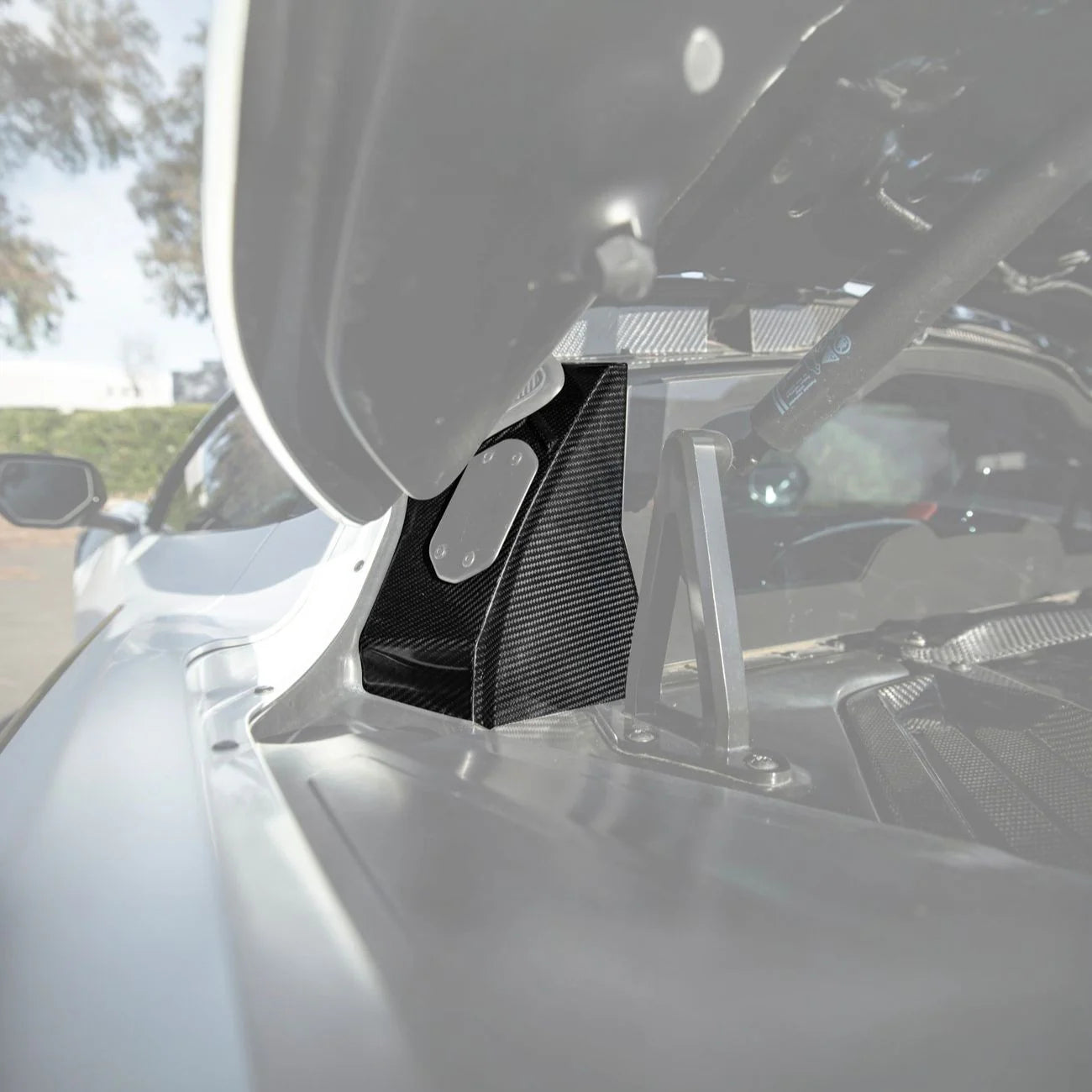 Corvette C8 Dry Carbon Fiber Rear Hatch Hinge Pillar Trim Cover Overlays image 2