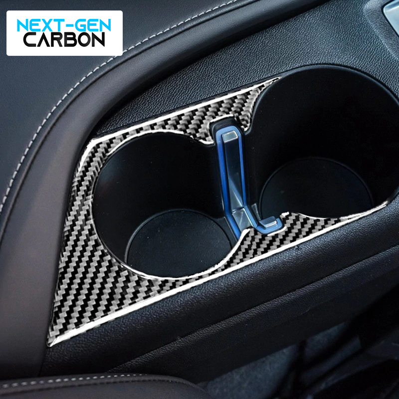2016 - 24 Camaro Real Carbon Fiber Center Console Overlay Cover | Black / Red Carbon