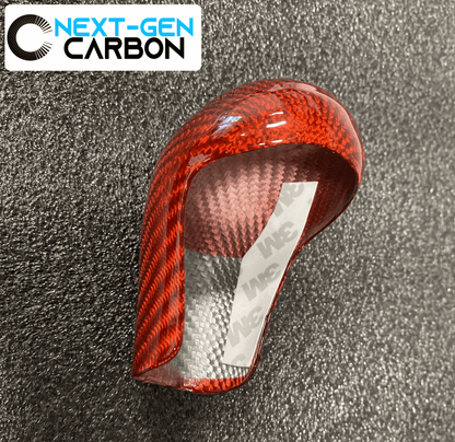 2016 - 24 Camaro Red Carbon Fiber Shifter Knob Handle Cover | Next-Gen Carbon