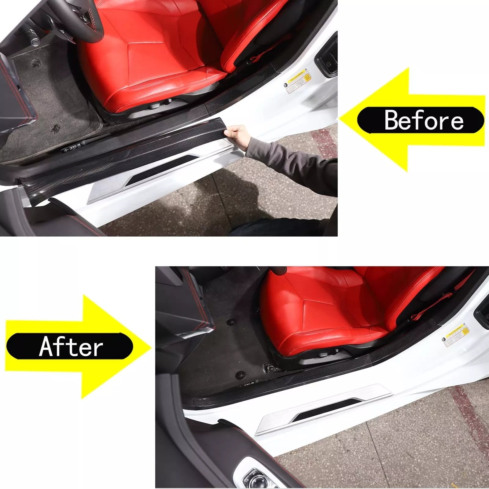 C8 Corvette Carbon Fiber Full Interior Door Entry Covers