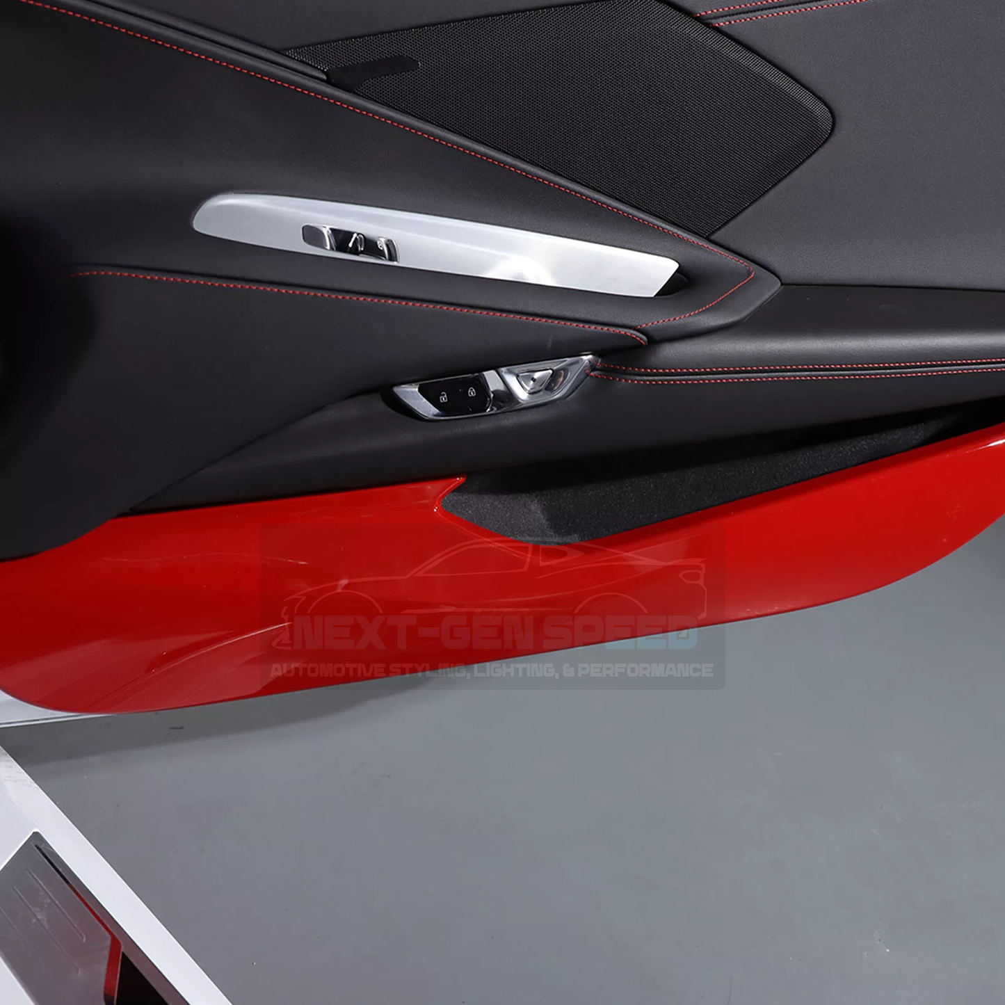 C8 Corvette Red Interior ABS Door Kick Panel Covers