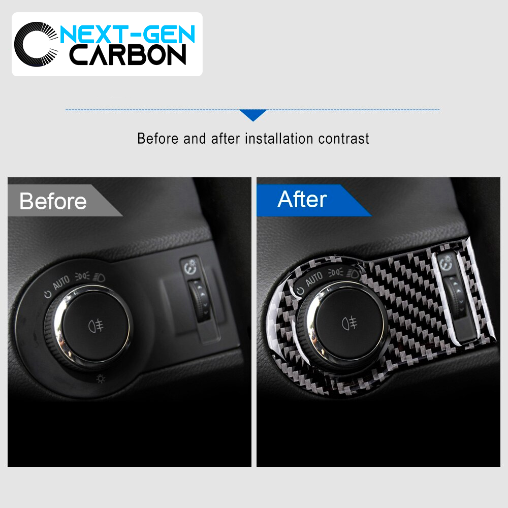 2010 - 15 Camaro Real Carbon Fiber Headlight Switch Trim Overlay | Black / Red Carbon