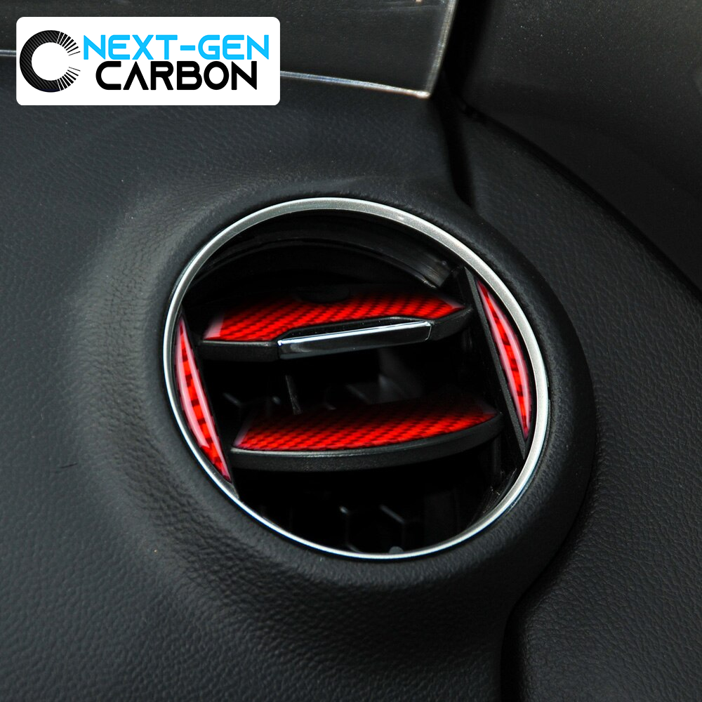 2010 - 15 Camaro Carbon Fiber Air Vent Cover Overlay Kit | Black / Red Carbon
