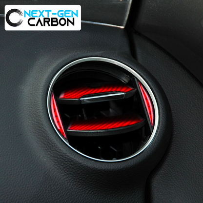 2010 - 15 Camaro Carbon Fiber Air Vent Cover Overlay Kit | Black / Red Carbon