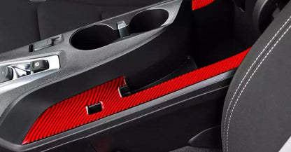 2016 - 24 Camaro Real Carbon Fiber Center Console Compartment Overlay Cover | Black / Red Carbon