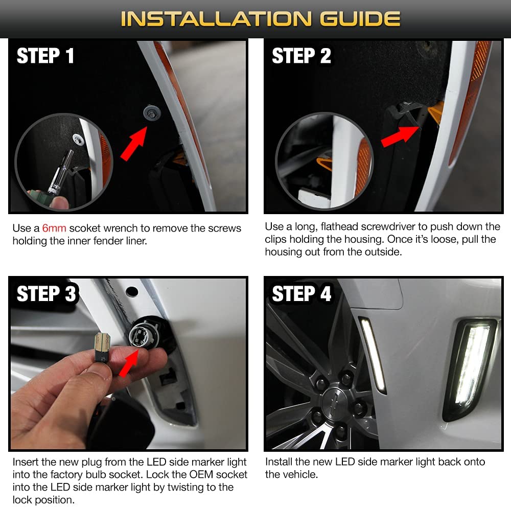 2016 - 24 Camaro Smoked Dual LED Side Markers