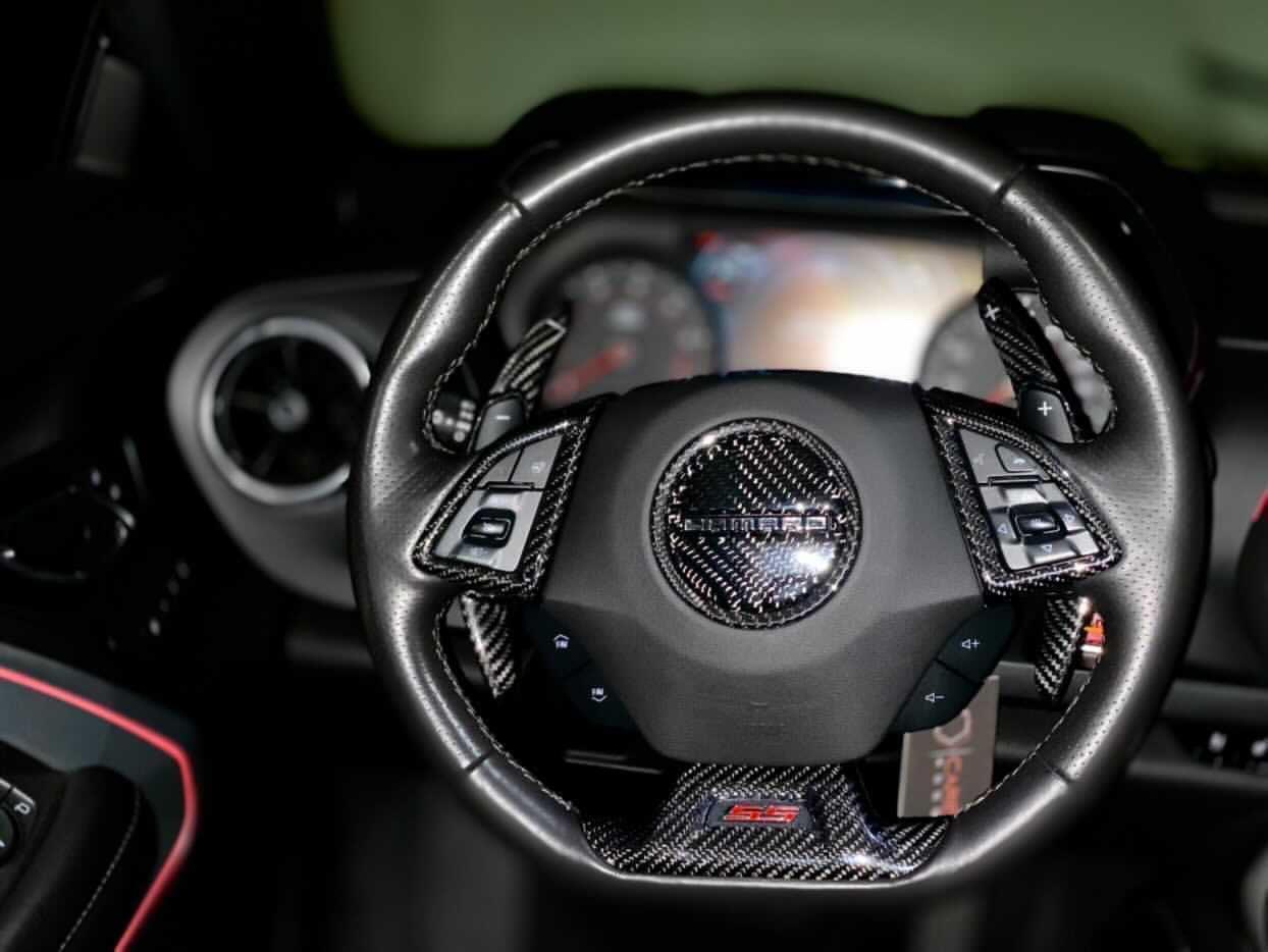 2016 - 24 Camaro Real Carbon Fiber Steering Wheel Trim Cover Kit