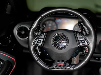 2016 - 24 Camaro Real Carbon Fiber Steering Wheel Trim Cover Kit
