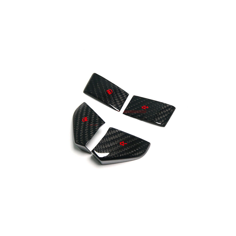 C8 Corvette Carbon Fiber Steering Wheel Button Covers (Black/Red/White/Blue) | Next-Gen Carbon