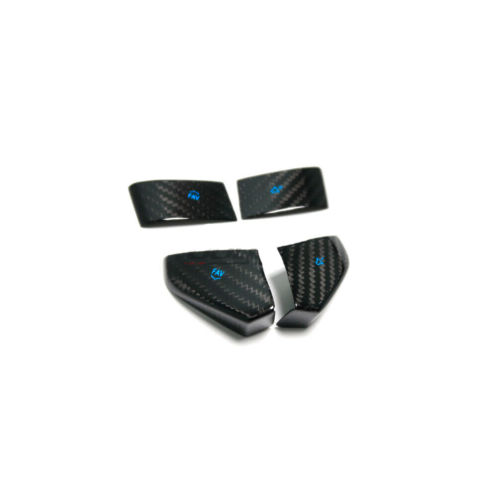 C8 Corvette Carbon Fiber Steering Wheel Button Covers (Black/Red/White/Blue) | Next-Gen Carbon