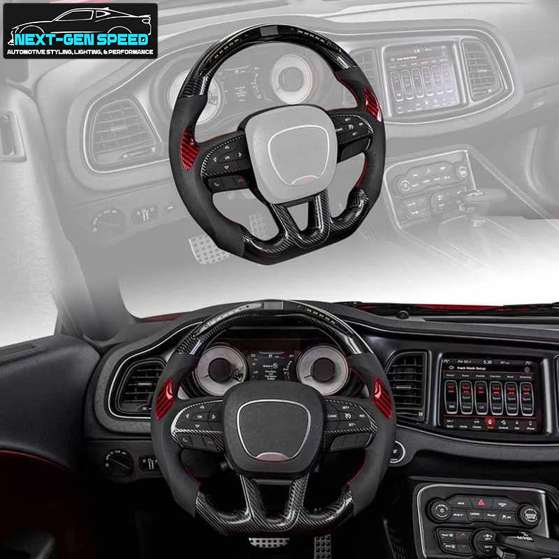 2015 - 23 Dodge Charger / Challenger SRT LED Carbon Fiber Steering Wheel -  Durango / Track Hawk