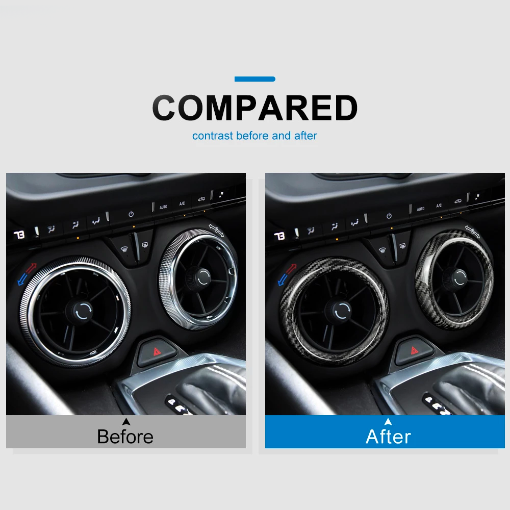 2016 - 24 Camaro Carbon Fiber Interior Air Vent Bezel Ring Covers (Black / Red / Blue)