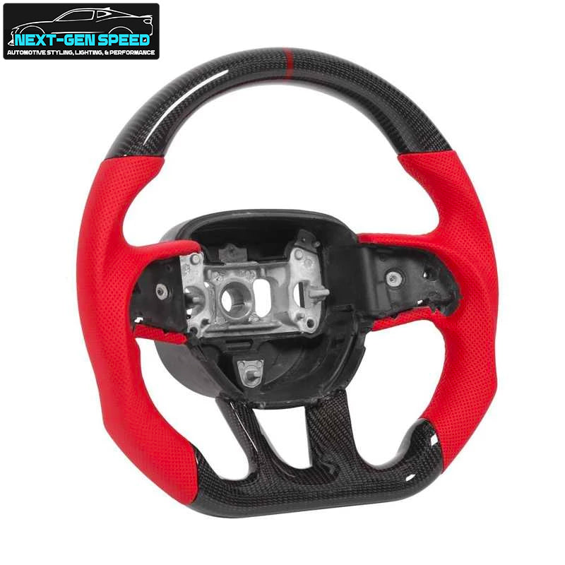 2015 - 23 Dodge Charger / Challenger / Durango / Track Hawk SRT Carbon Fiber Red Leather Steering Wheel | Next-Gen Carbon