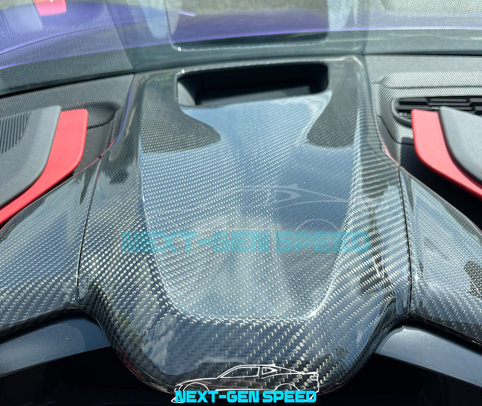 C8 Corvette Carbon Fiber Upper Dash Pad Cover | Black / Red