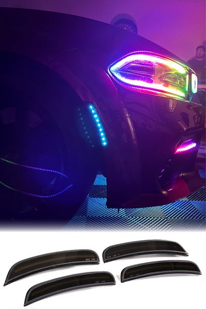 2015-24 Charger Smoked RGB/Flow LED Side Marker Lights - Color Changing