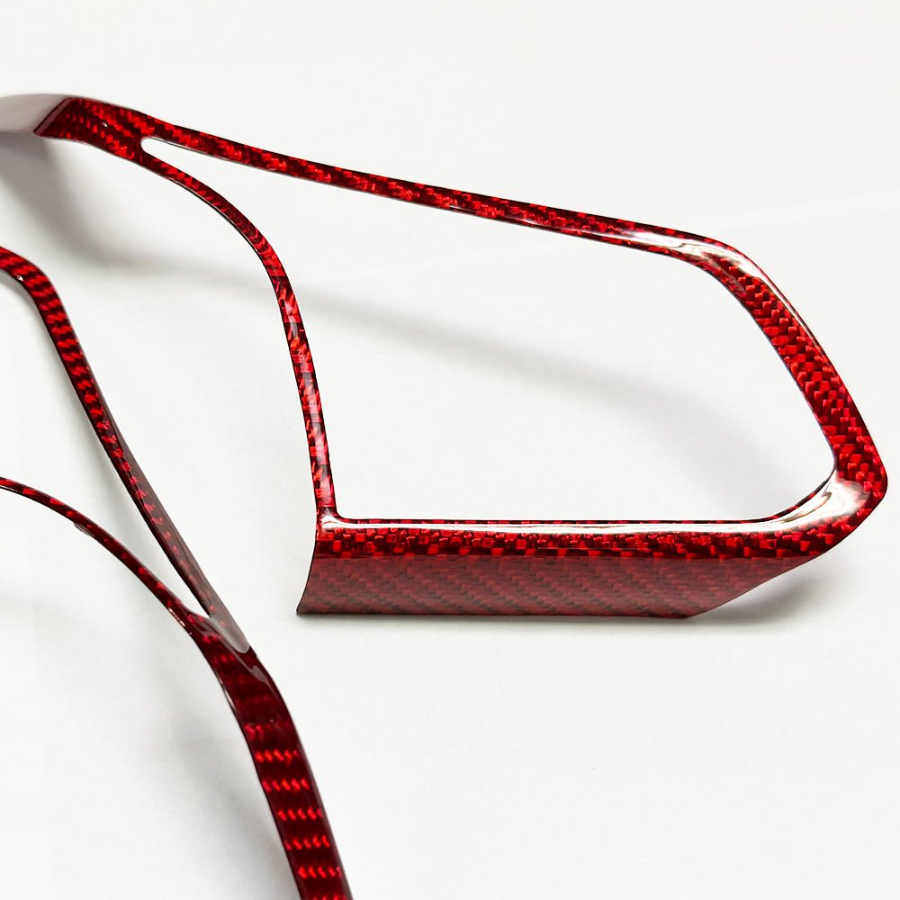 C8 Corvette Carbon Fiber Steering Wheel Chrome Button Trim Covers | Black/Red/Blue