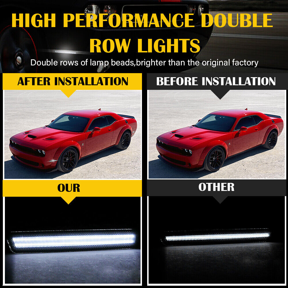 2015- 24 Dodge Challenger Smoked Dual White LED Side Markers