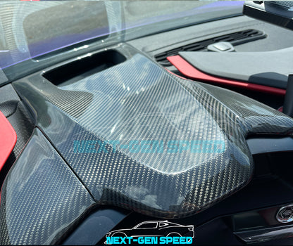 C8 Corvette Carbon Fiber Upper Dash Pad Cover | Black / Red