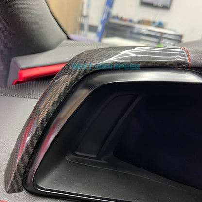 C8 Corvette Carbon Fiber Upper Side Dash Speedometer Covers | Black / Red Carbon