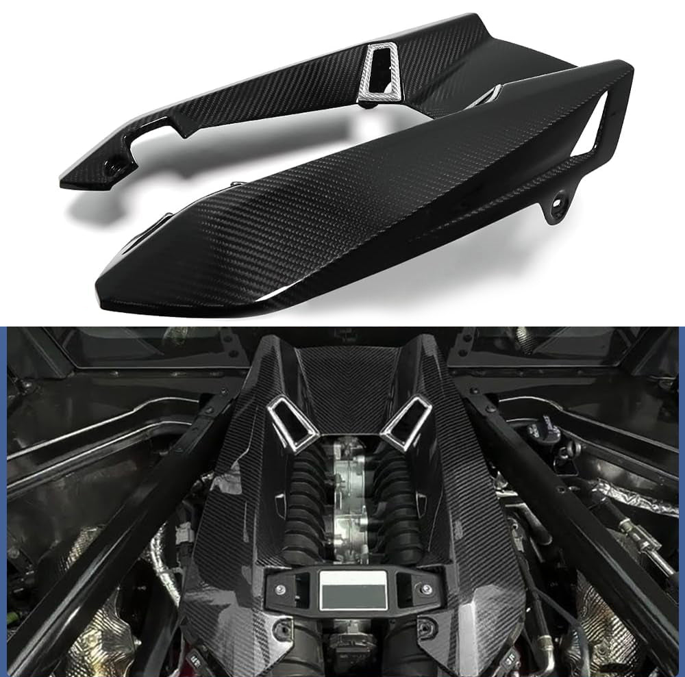 C8 Corvette Z06 LT6 Carbon Fiber Engine Cover | Black / Red Carbon