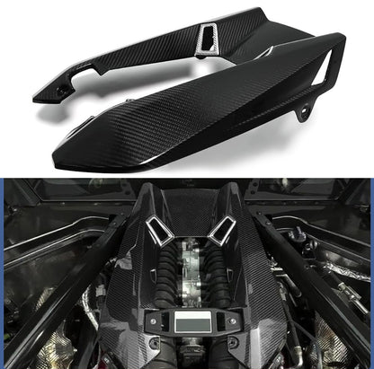 C8 Corvette Z06 LT6 Carbon Fiber Engine Cover | Black / Red Carbon