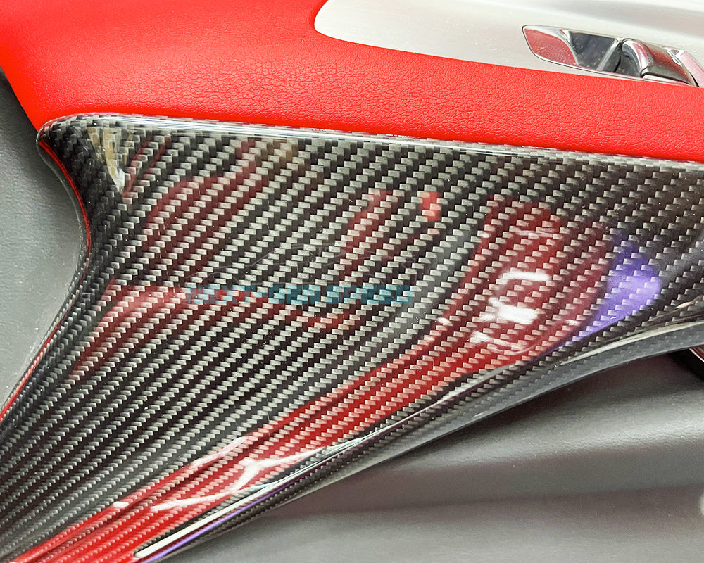 C8 Corvette Carbon Fiber Inner Door Panel Lower Trim Cover | Black / Red