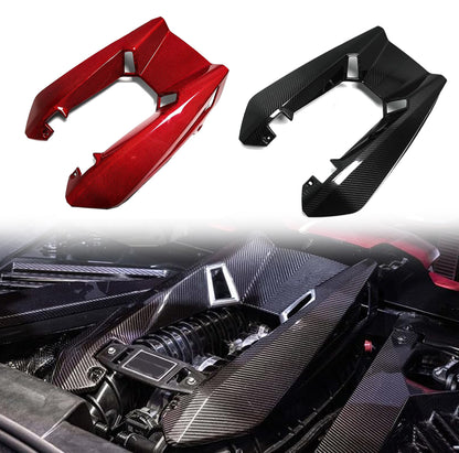 C8 Corvette Z06 LT6 Carbon Fiber Engine Cover | Black / Red Carbon