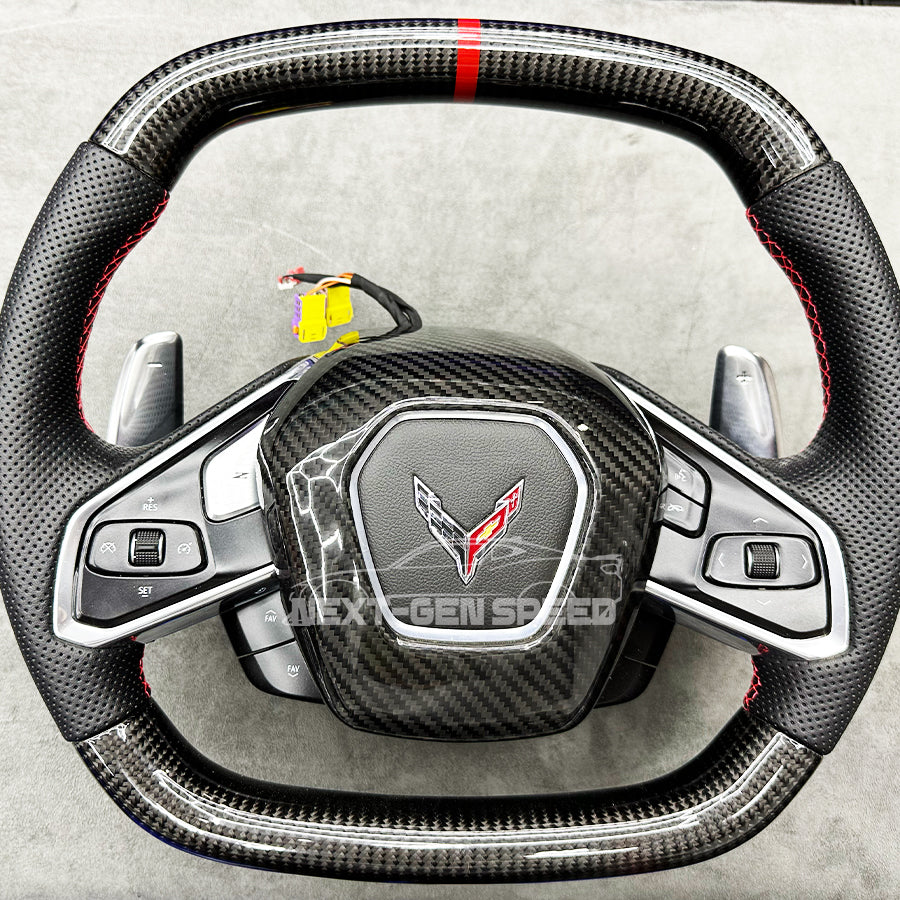 C8 Corvette Carbon Fiber Steering Wheel Center Surround Cover | Next-Gen Carbon