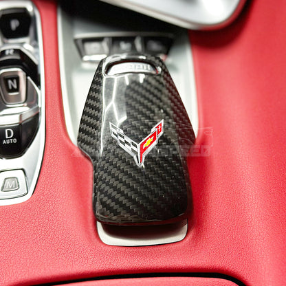 C8 Corvette Carbon Fiber Mode Selector Cover (With/Without Logo) | Black / Red / Blue Carbon