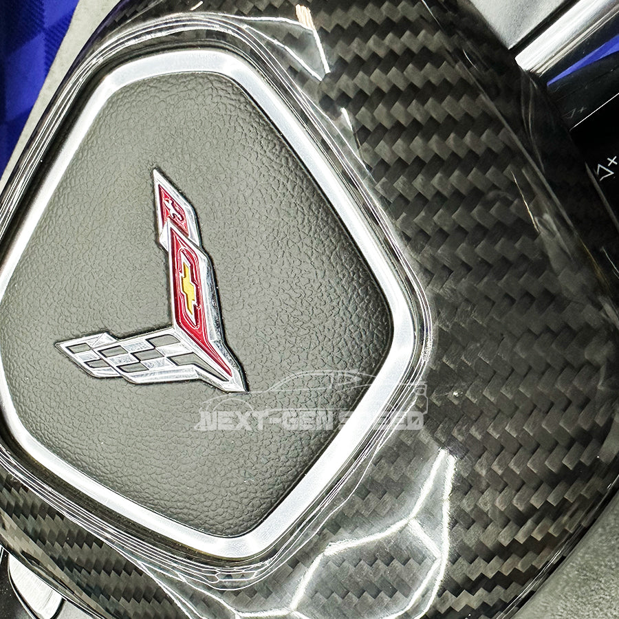 C8 Corvette Carbon Fiber Steering Wheel Center Surround Cover | Next-Gen Carbon