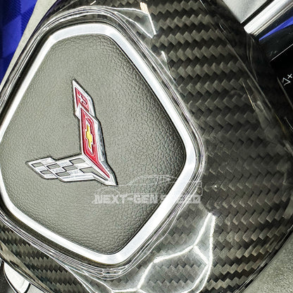 C8 Corvette Carbon Fiber Steering Wheel Center Surround Cover | Next-Gen Carbon