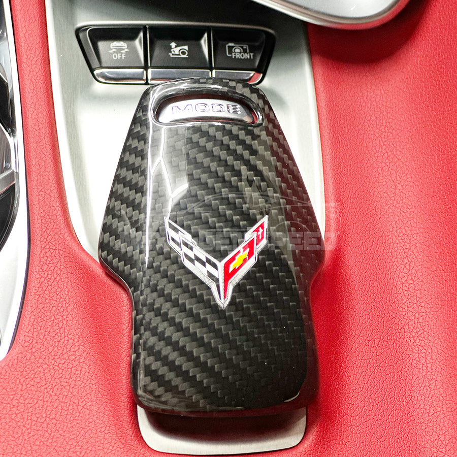 C8 Corvette Carbon Fiber Mode Selector Cover (With/Without Logo) | Black / Red / Blue Carbon
