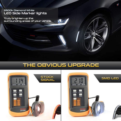 2016 - 24 Camaro Smoked Dual White LED Side Markers